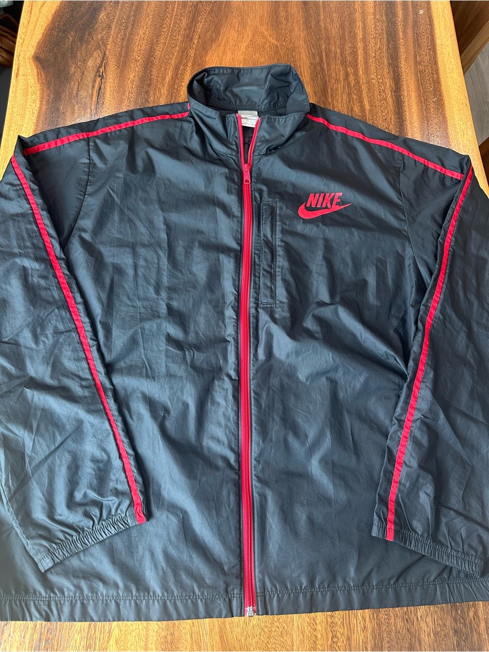 Nike Mens Packable Windbreaker Jacket Packable 2XL Black Red Full Zip 280333-010